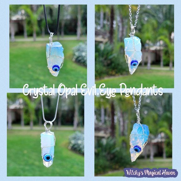 Opal Evil Eye Pendant - Picture 1 of 14
